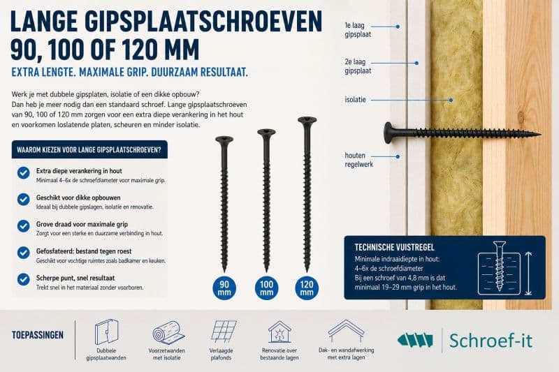 Welke schroeven heb je nodig voor PIR + gips platen?