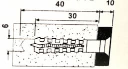 Slagplug 6 x 40mm voorgemonteerd afbeelding 3