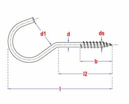 Schroefhaak RVS A2 Ø3,45x40x20  afbeelding 2