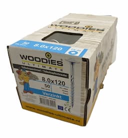 Woodies tellerkop schroeven 8,0x120 verzinkt Torx-40  afbeelding 2