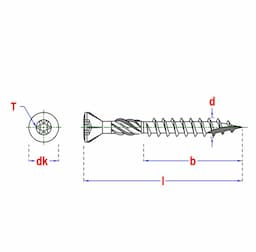 RVS vlonderschroef / Hardhoutschroef 5.0 x 50mm kleinverpakking Torx-25 afbeelding 3