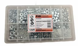 Assortimentsdoos 760 zeskantmoeren, borgmoeren en flensmoeren verzinkt afbeelding 1