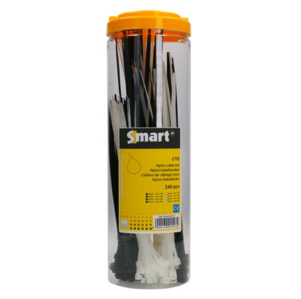 Tyraps Kabelband Set – Zwart & Wit, 240 stuks productafbeelding