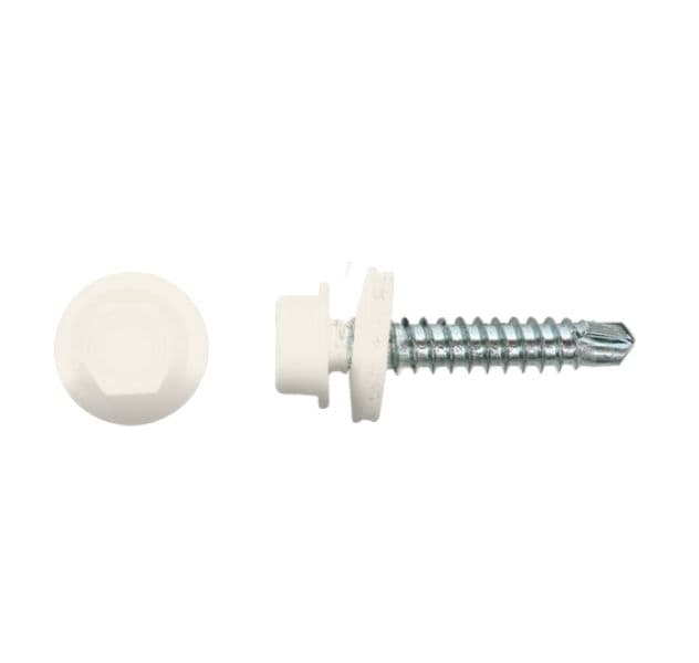 Damwandschroef 4,8x35 RAL 9010 zelfborend voor dak- en gevelplaten verzinkt