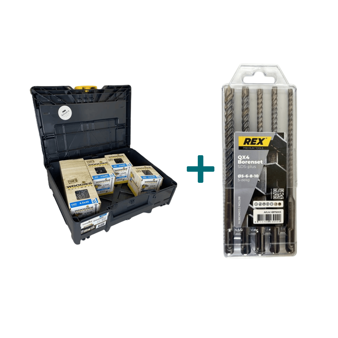 Complete Woodies & REX Klusset – 1600 schroeven in Systainer3 + 5-delige betonborenset bundelafbeelding
