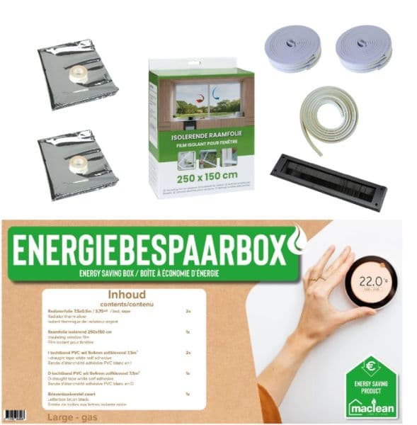 Energiebespaarbox large 7-delig radiatorfolie raamfolie tochtband productafbeelding