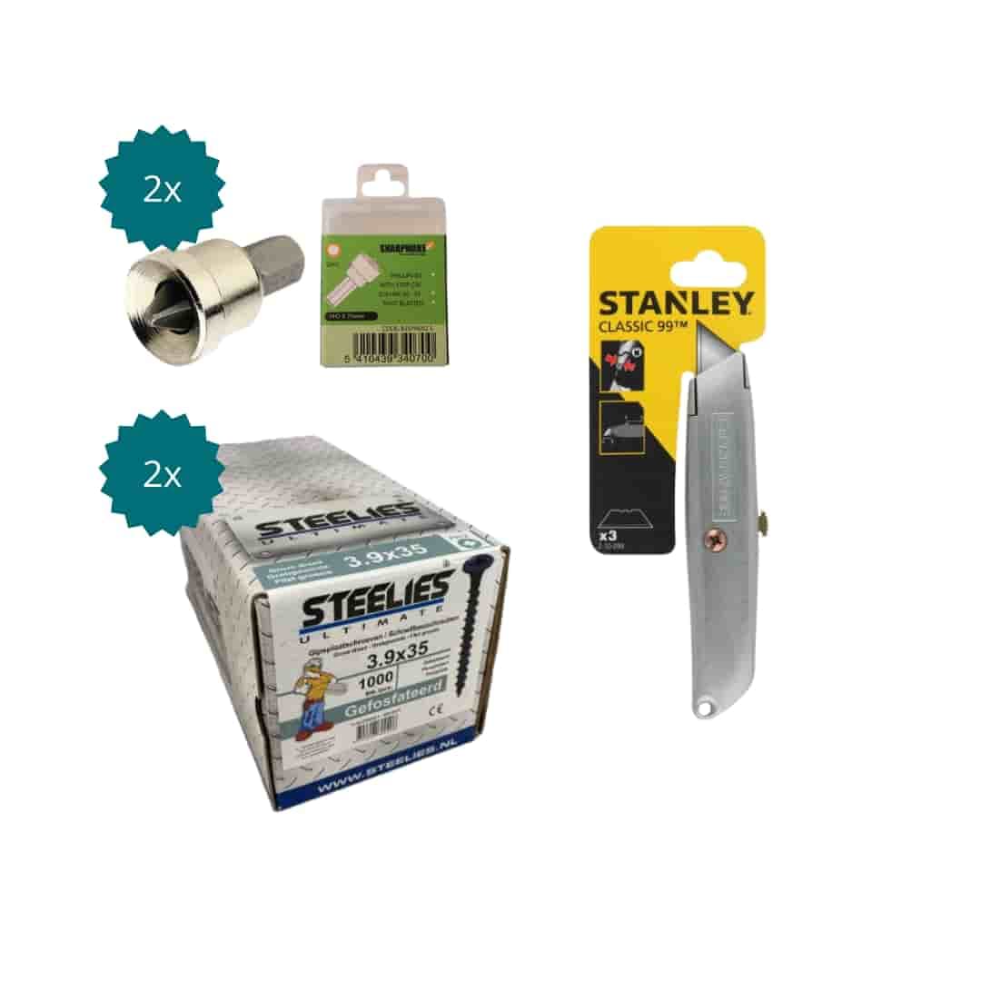 Complete gipsplaatschroeven & stanleymes set – direct klaar voor montage bundelafbeelding